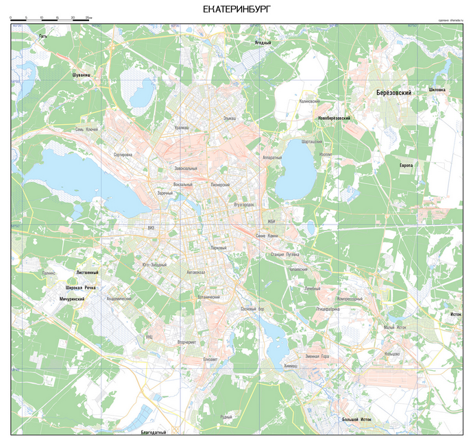 Векторные карты Екатеринбурга для скачивания и печати AI SVG EPS PDF C