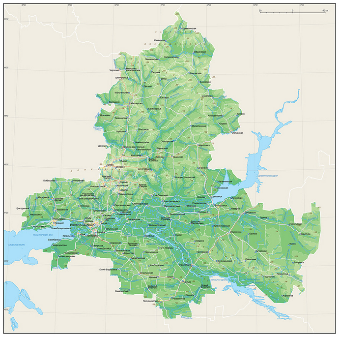 Векторные карты Ростовской области для скачивания и печати AI SVG EPS