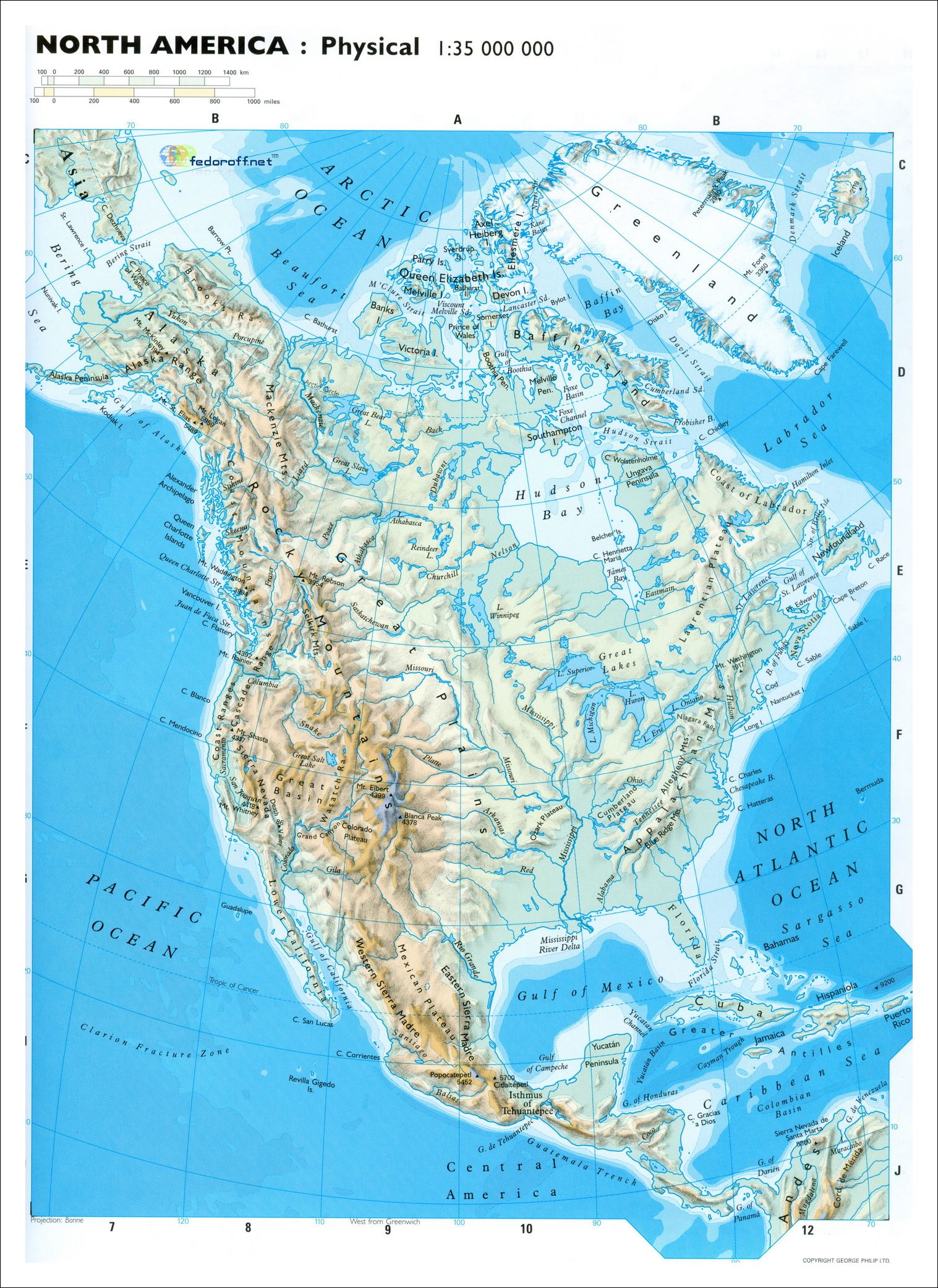 Физическая и политическая карта северной америки. Физическая карта Северной Америки атлас. Физическая карта Северной Америки крупным планом. Физическая карта Северной Америки 7 класс атлас.