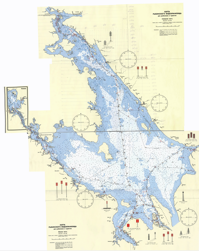 Карты Рыбинского водохранилища [глубины] PDF PNG JPG GeoTIFF