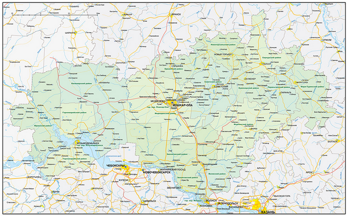 Векторные карты Республики Марий Эл для скачивания и печати AI SVG EPS