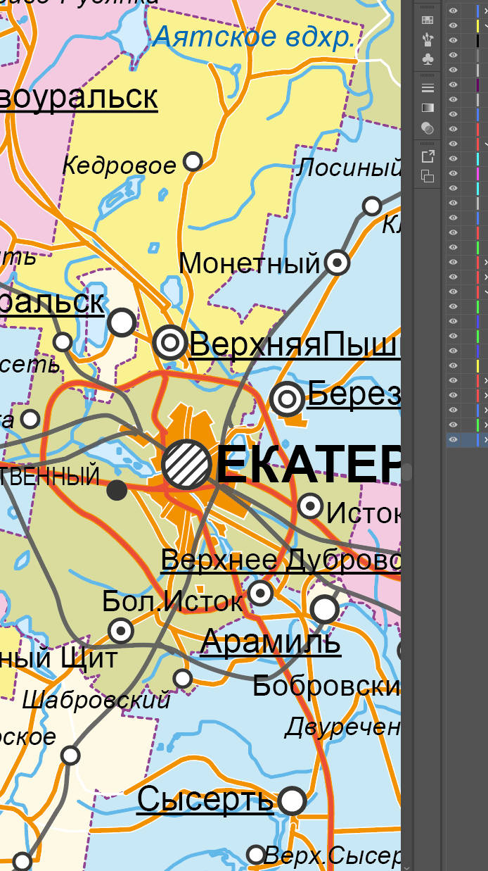 Административная векторная карта Свердловской области