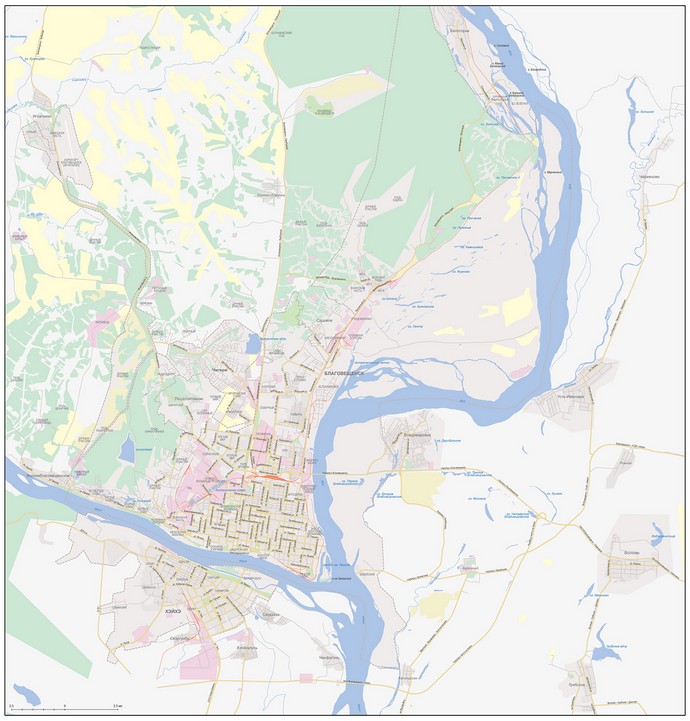 Векторные карты Благовещенска для скачивания и печати AI SVG EPS PDF C