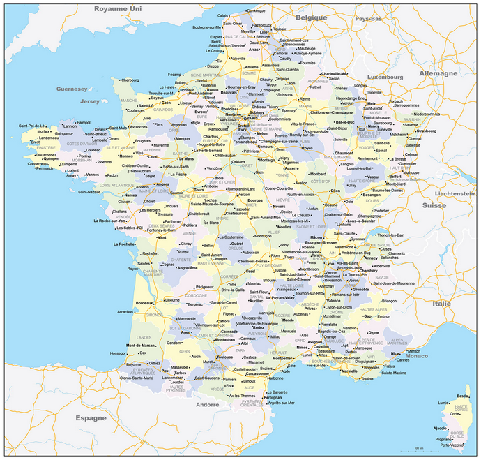 Векторные карты Франции для скачивания и печати AI SVG EPS PDF CDR