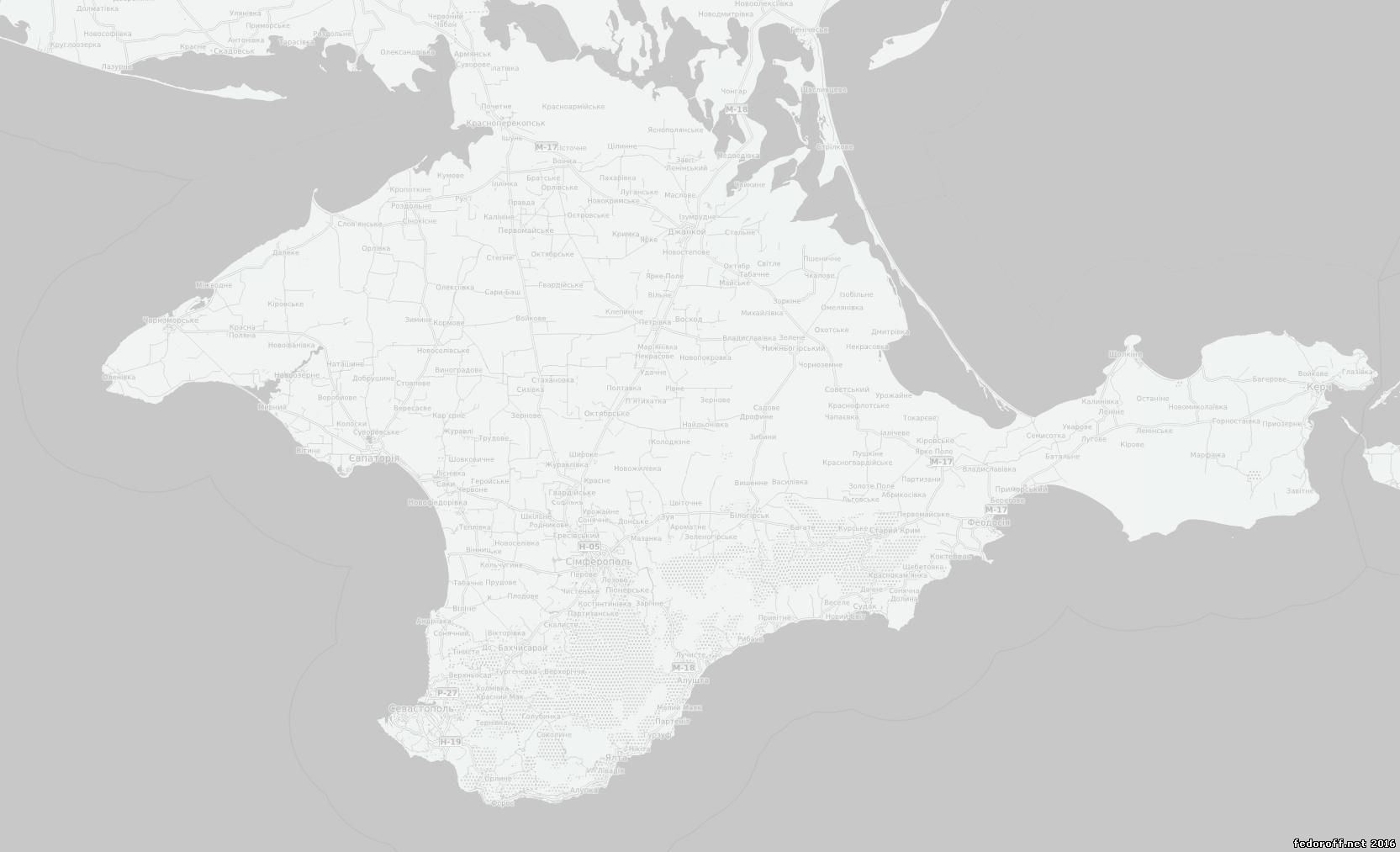 Физическая контурная карта Крыма