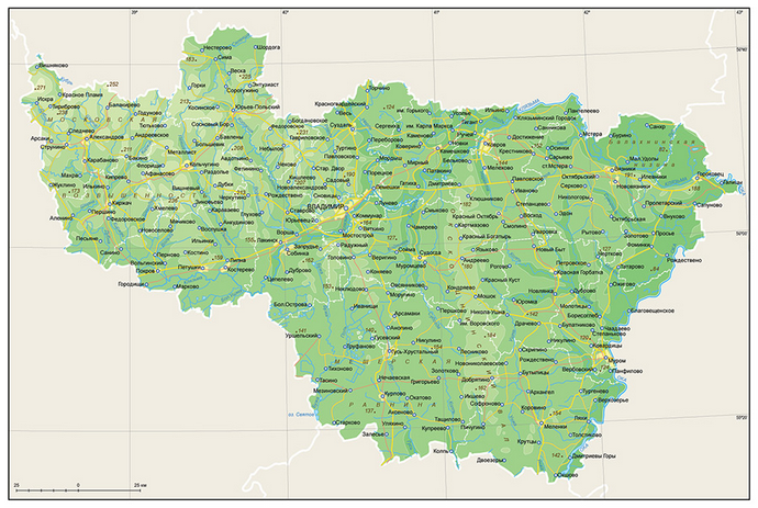 Векторные карты Владимирской области для скачивания и печати AI SVG EP