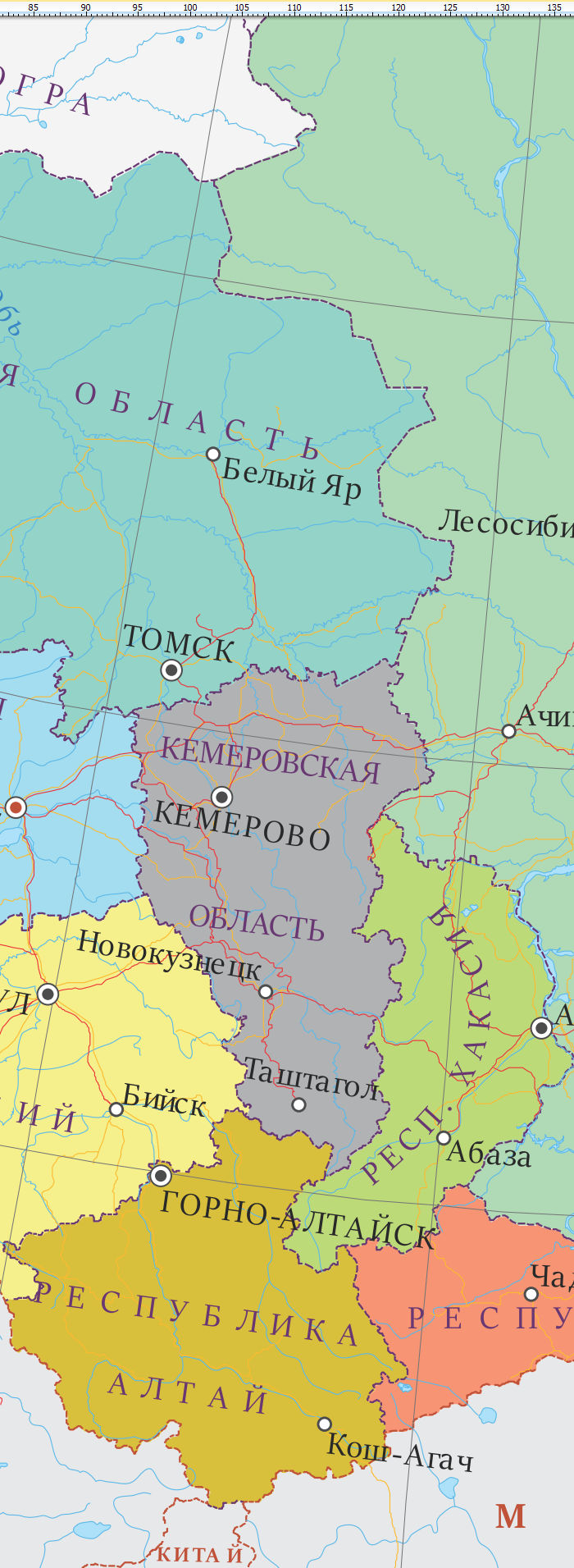 Векторные карты Сибирского Федерального Округа (СФО) для скачивания и