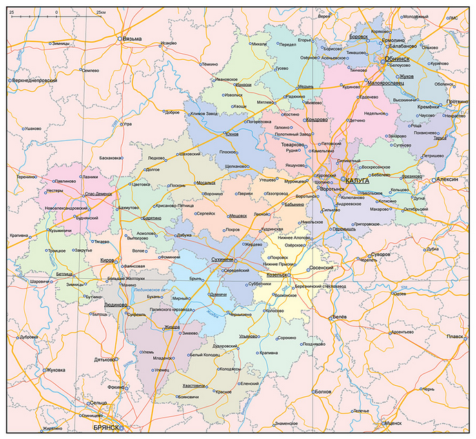 Векторные карты Калужской области для скачивания и печати AI SVG EPS P