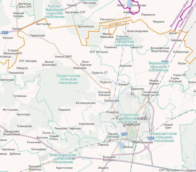 Карта волостей Ленинградской области