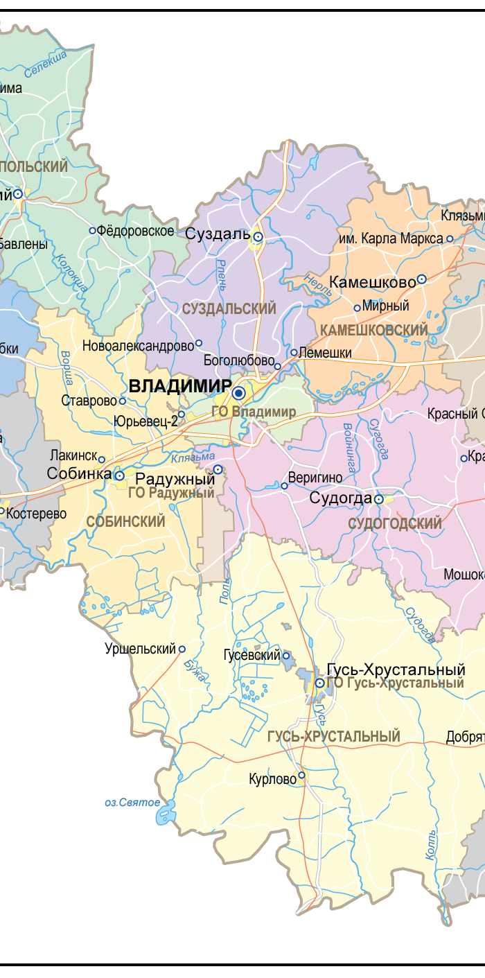 Векторные карты Владимирской области для скачивания и печати AI SVG EP