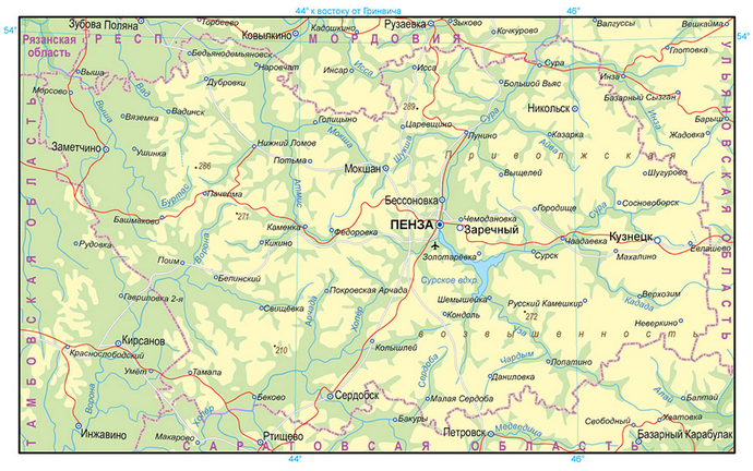 Векторные карты Пензенской области для скачивания и печати AI SVG EPS