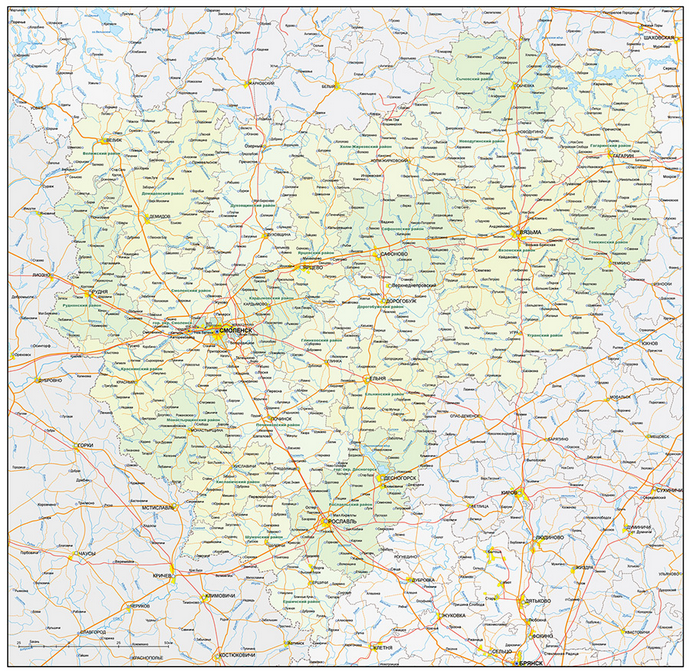 Векторные карты Смоленской области для скачивания и печати AI SVG EPS