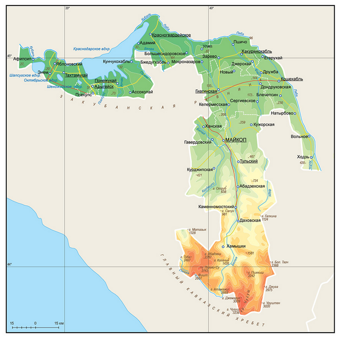Векторные карты Республики Адыгея для скачивания и печати AI SVG EPS P