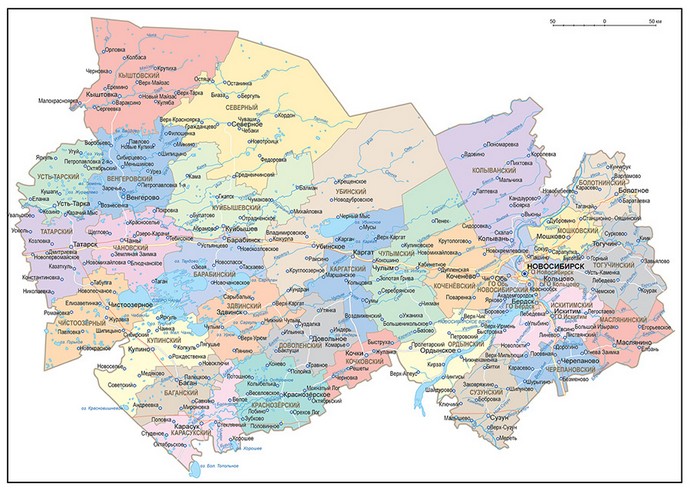 Векторные карты Новосибирской области
