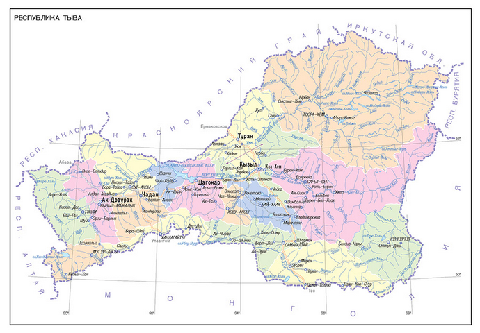 Векторные карты Республики Тыва для скачивания и печати AI SVG EPS PDF