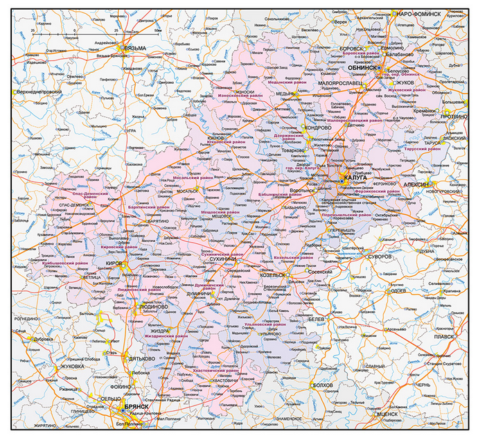 Векторные карты Калужской области для скачивания и печати AI SVG EPS P