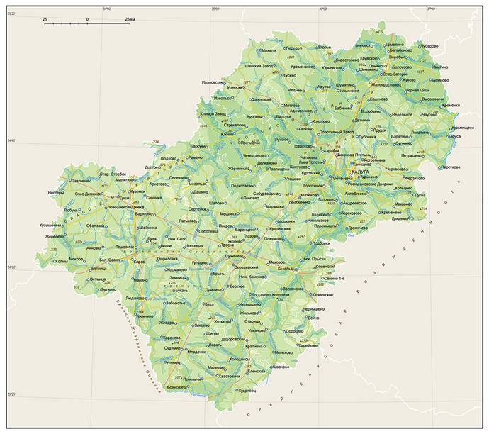 Векторные карты Калужской области для скачивания и печати AI SVG EPS P