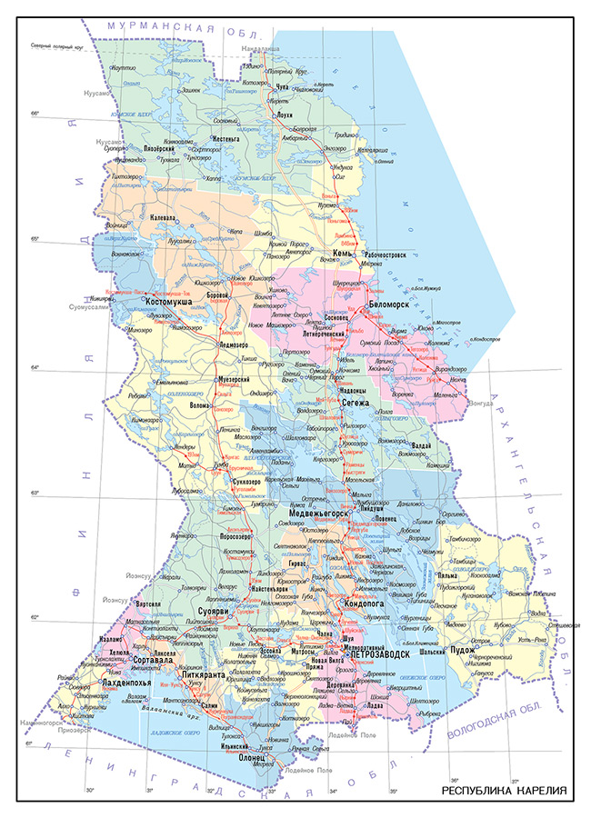 Векторные карты Карелии для скачивания и печати AI SVG EPS PDF CDR