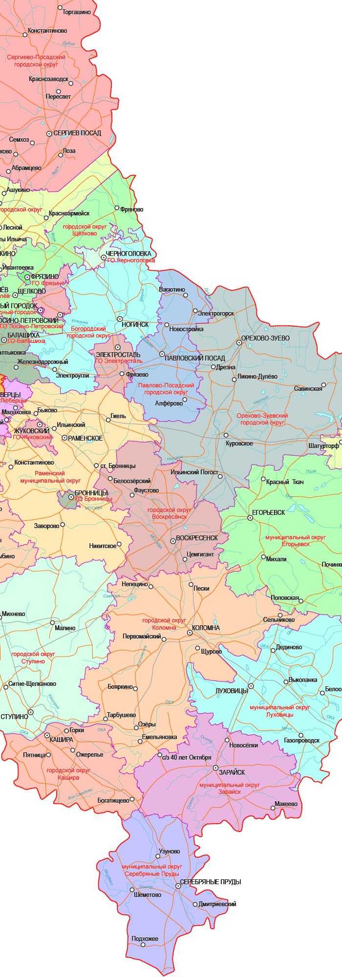Векторная карта Московская область-АО