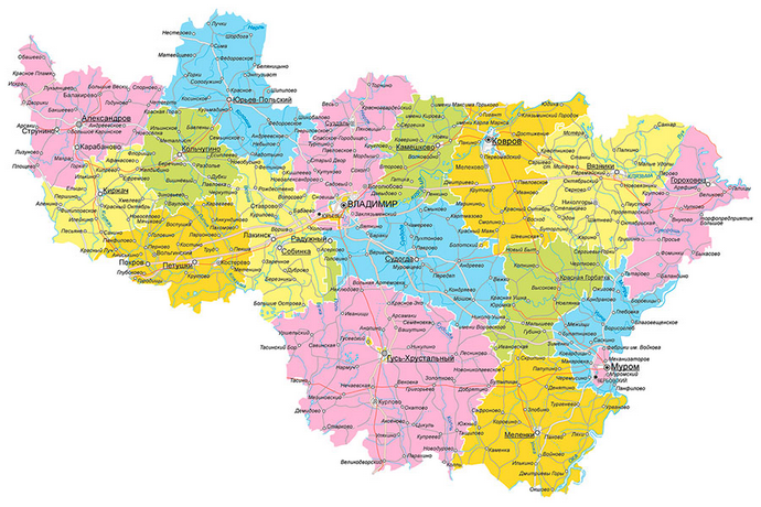 Векторные карты Владимирской области для скачивания и печати AI SVG EP