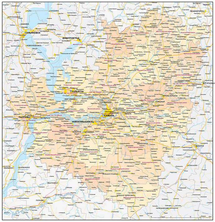 Векторные карты Самарской области для скачивания и печати AI SVG EPS P