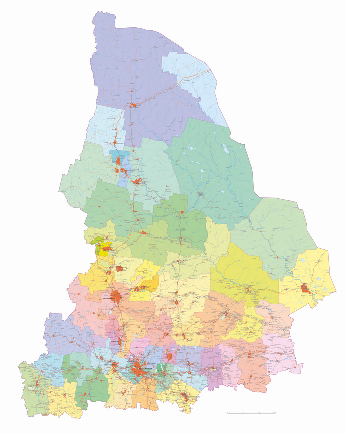Векторная административная карта Свердловская область-АБ