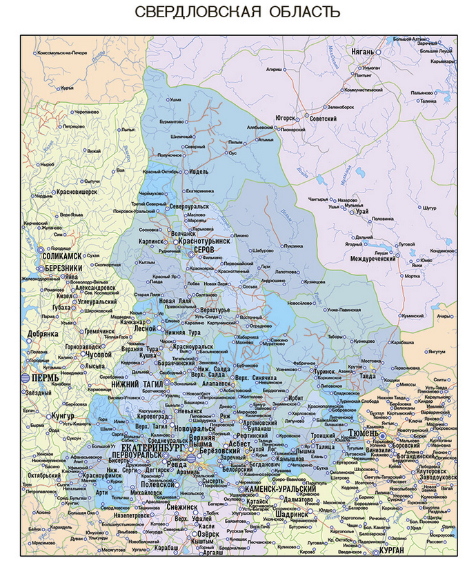 Векторные карты Свердловской области для скачивания и печати AI SVG EP