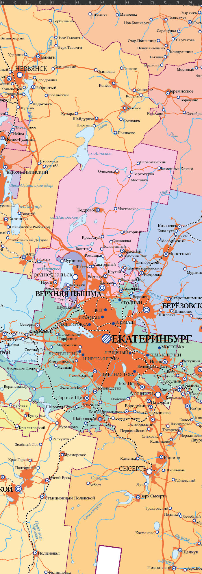 Векторная административная карта Свердловская область-АБ