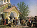 Морозов Александр Иванович. Выход из церкви в Пскове. 1864